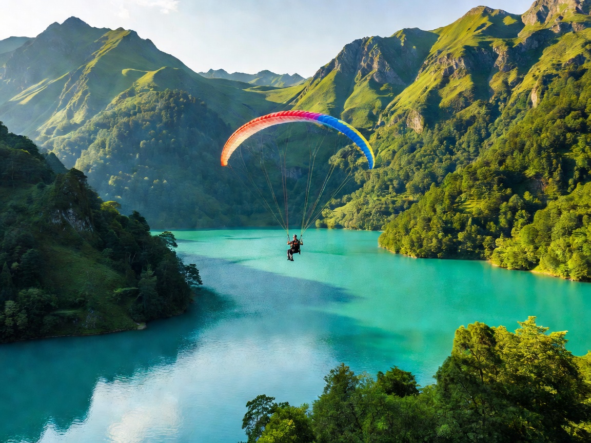 Interlaken valley framed between turquoise lakes and Alpine mountain tops